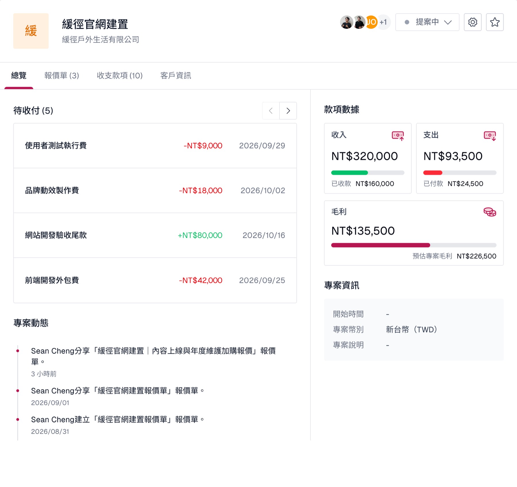 sama 專案總覽與收支資料